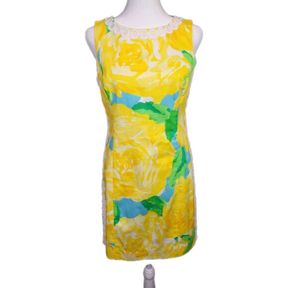 NWT Lilly Pulitzer Yellow Mila Shift Dress Sz 6 First Impression Sunglow Yellow - Picture 2 of 16